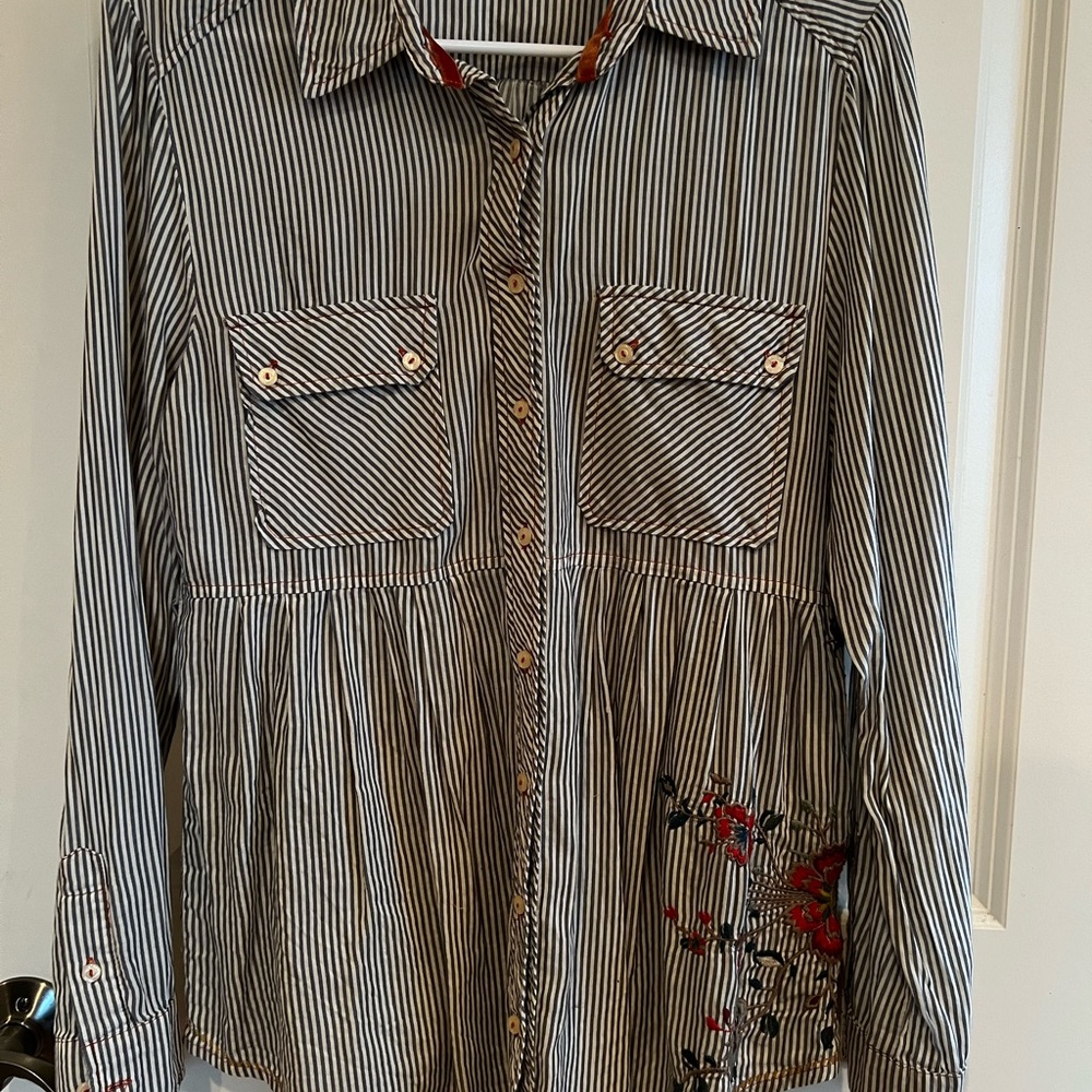 Striped Johnny Was button up shirt.